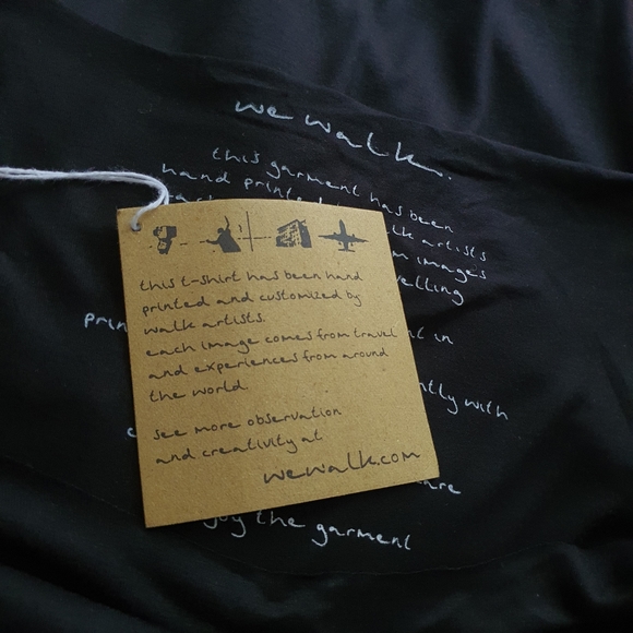 NWT We Walk Sleeveless Hand Printed Festival Black Mini Dress Size L - Picture 9 of 9